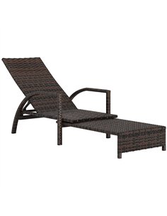 Outsunny PE Rattan Sun Lounger with Adjustable Backrest - Mixed-brown