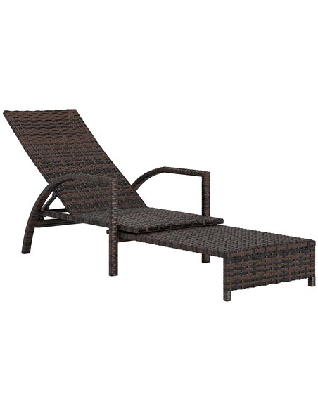 Outsunny PE Rattan Sun Lounger with Adjustable Backrest - Mixed-brown - pic 156858 | FastDaddyshop