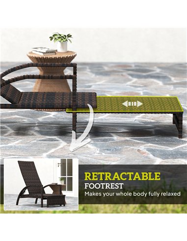 Outsunny PE Rattan Sun Lounger with Adjustable Backrest - Mixed-brown