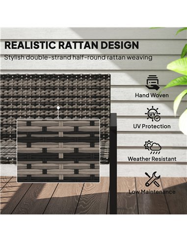 Outsunny 2 Seater Rattan Garden Bench, Outdoor Bench with Quick-Drying Cotton Padding, Wicker Garden Loveseat with Armrests, Ste