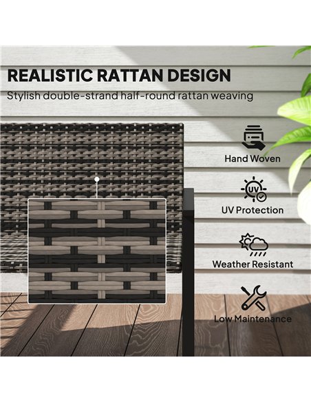 Outsunny 2 Seater Rattan Garden Bench, Outdoor Bench with Quick-Drying Cotton Padding, Wicker Garden Loveseat with Armrests, Ste - pic 156871 | FastDaddyshop