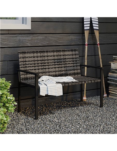 Outsunny 2 Seater Rattan Garden Bench, Outdoor Bench with Quick-Drying Cotton Padding, Wicker Garden Loveseat with Armrests, Ste - pic 156875 | FastDaddyshop