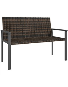 Outsunny 2 Seater Rattan Garden Bench, Outdoor Bench with Quick-Drying Cotton Padding, Wicker Garden Loveseat with Armrests, Ste