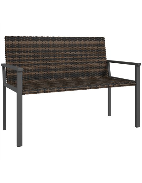 Outsunny 2 Seater Rattan Garden Bench, Outdoor Bench with Quick-Drying Cotton Padding, Wicker Garden Loveseat with Armrests, Ste - pic 156876 | FastDaddyshop
