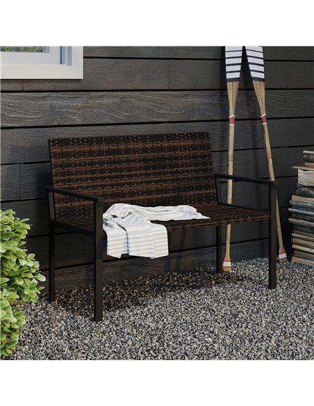 Outsunny 2 Seater Rattan Garden Bench, Outdoor Bench with Quick-Drying Cotton Padding, Wicker Garden Loveseat with Armrests, Ste - pic 156884 | FastDaddyshop