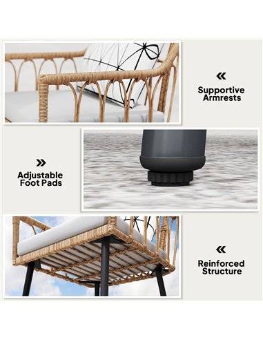 Outsunny 5 Piece Patio Rattan Dining Set, Wicker Garden Table and Chairs w/ Removable Seat & Back Cushions, Round Tempered Glass