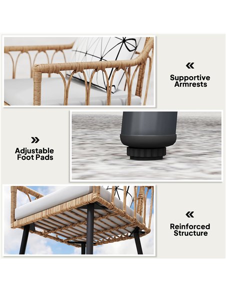 Outsunny 5 Piece Patio Rattan Dining Set, Wicker Garden Table and Chairs w/ Removable Seat & Back Cushions, Round Tempered Glass - pic 156892 | FastDaddyshop