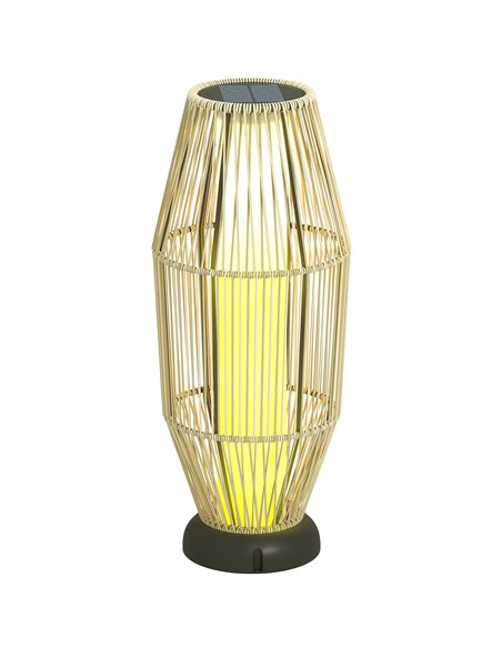 Outsunny Garden Rattan Lamp, 72 cm Tall Solar Rattan Floor Lamp, Solar Garden Light with Auto On/Off LED, IP44 for Outdoor, Porc - pic 156894 | FastDaddyshop
