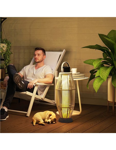 Outsunny Garden Rattan Lamp, 72 cm Tall Solar Rattan Floor Lamp, Solar Garden Light with Auto On/Off LED, IP44 for Outdoor, Porc - pic 156895 | FastDaddyshop
