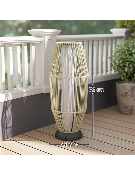 Outsunny Garden Rattan Lamp, 72 cm Tall Solar Rattan Floor Lamp, Solar Garden Light with Auto On/Off LED, IP44 for Outdoor, Porc - pic 156896 | FastDaddyshop