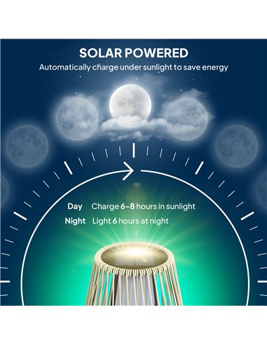 Outsunny Garden Rattan Lamp, 72 cm Tall Solar Rattan Floor Lamp, Solar Garden Light with Auto On/Off LED, IP44 for Outdoor, Porc