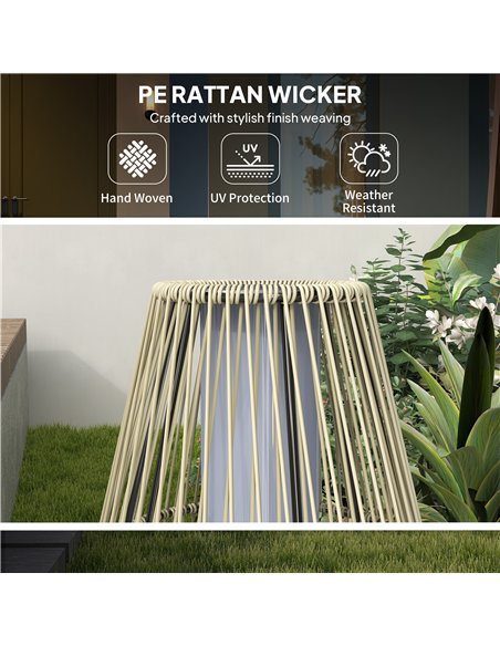 Outsunny Garden Rattan Lamp, 72 cm Tall Solar Rattan Floor Lamp, Solar Garden Light with Auto On/Off LED, IP44 for Outdoor, Porc - pic 156899 | FastDaddyshop