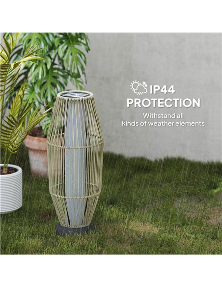 Outsunny Garden Rattan Lamp, 72 cm Tall Solar Rattan Floor Lamp, Solar Garden Light with Auto On/Off LED, IP44 for Outdoor, Porc - pic 156900 | FastDaddyshop
