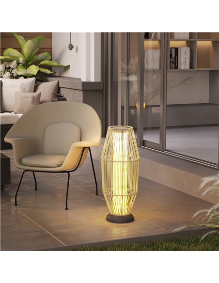 Outsunny Garden Rattan Lamp, 72 cm Tall Solar Rattan Floor Lamp, Solar Garden Light with Auto On/Off LED, IP44 for Outdoor, Porc - pic 156902 | FastDaddyshop