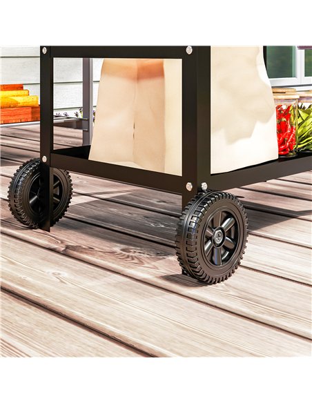 Outsunny BBQ Trolley with Stainless Steel Top Adjustable Shelf, Outdoor Kitchen BBQ Station with Hooks Seasoning Tray Towel Rack - pic 156911 | FastDaddyshop