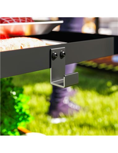 Outsunny Outdoor Grill Dining Cart 3-Shelf Movable Pizza Oven Table Stand with Stainless Steel Top, Portable BBQ Trolley Food Pr