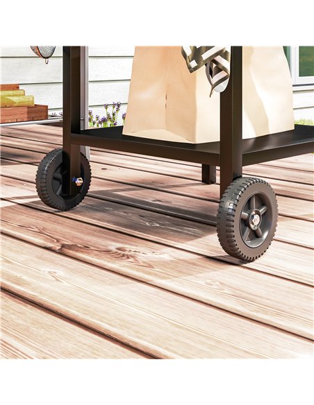 Outsunny BBQ Trolley with Stainless Steel Top and Foldable Side Table, Outdoor Kitchen BBQ Station with Hooks and Shelf, Pizza O - pic 156929 | FastDaddyshop