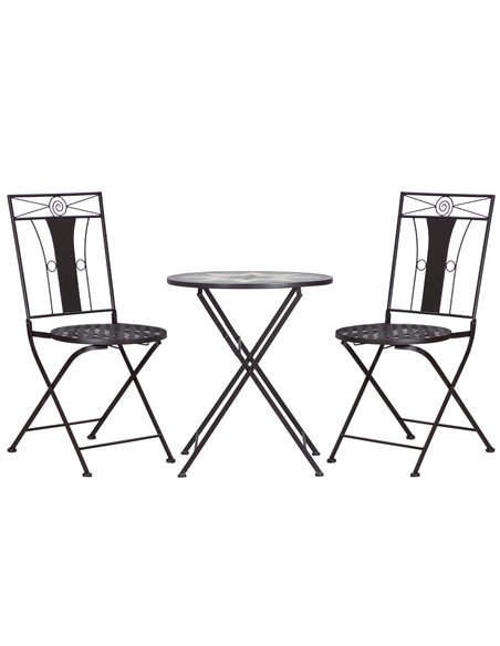 Outsunny 3-Piece Patio Bistro Set, Mosaic Table and 2 Armless Chairs with Foldable Design, Metal Frame for Garden, Poolside, Cof - pic 156939 | FastDaddyshop