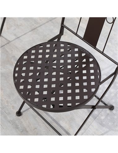 Outsunny 3-Piece Patio Bistro Set, Mosaic Table and 2 Armless Chairs with Foldable Design, Metal Frame for Garden, Poolside, Cof