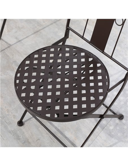 Outsunny 3-Piece Patio Bistro Set, Mosaic Table and 2 Armless Chairs with Foldable Design, Metal Frame for Garden, Poolside, Cof - pic 156947 | FastDaddyshop