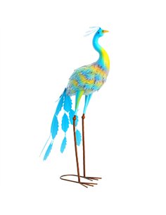 Outsunny Peacock Garden Statue, Standing Garden Ornament, Metal Garden Gift with Stakes for Patio Pond Landscape Decoration, Mul