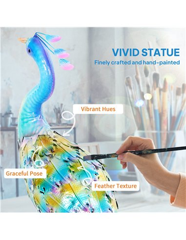 Outsunny Peacock Garden Statue, Standing Garden Ornament, Metal Garden Gift with Stakes for Patio Pond Landscape Decoration, Mul