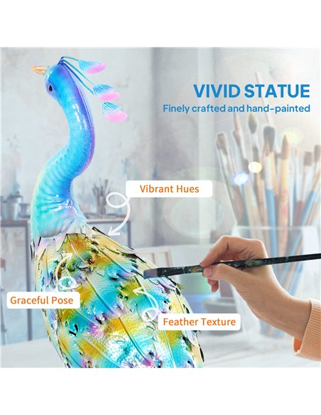 Outsunny Peacock Garden Statue, Standing Garden Ornament, Metal Garden Gift with Stakes for Patio Pond Landscape Decoration, Mul - pic 156951 | FastDaddyshop