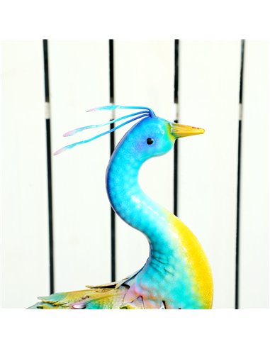 Outsunny Peacock Garden Statue, Standing Garden Ornament, Metal Garden Gift with Stakes for Patio Pond Landscape Decoration, Mul