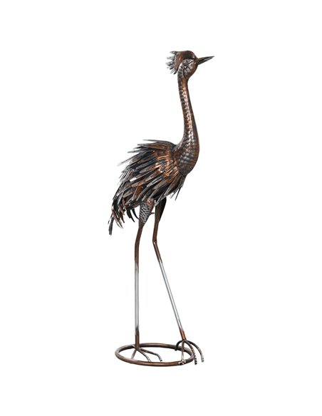 Outsunny Heron Garden Statue, Standing Garden Ornament, Metal Garden Gift with Stakes for Patio Pond Landscape Decoration, Silve - pic 156957 | FastDaddyshop