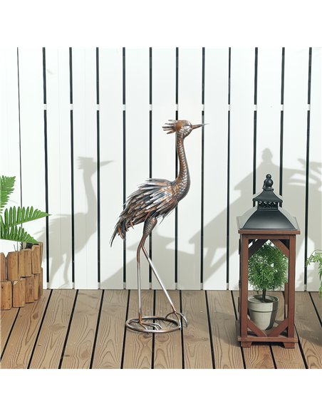 Outsunny Heron Garden Statue, Standing Garden Ornament, Metal Garden Gift with Stakes for Patio Pond Landscape Decoration, Silve - pic 156958 | FastDaddyshop