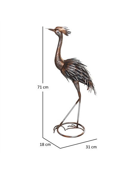 Outsunny Heron Garden Statue, Standing Garden Ornament, Metal Garden Gift with Stakes for Patio Pond Landscape Decoration, Silve - pic 156959 | FastDaddyshop