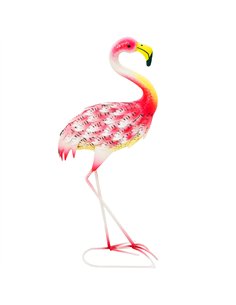 Outsunny Flamingo Garden Statue Ornament, Metal Bird Art Outdoor Statue, Standing Garden Sculpture Gift with Ground Stakes for P