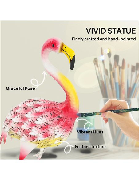 Outsunny Flamingo Garden Statue Ornament, Metal Bird Art Outdoor Statue, Standing Garden Sculpture Gift with Ground Stakes for P - pic 156969 | FastDaddyshop