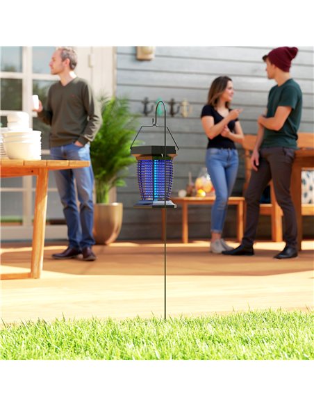 Outsunny 2-in-1 Electric Fly Zapper with UVA Light, Hanging Garden Lantern, Solar and USB-DC Rechargeable Insect Mosquito Bug Za - pic 156976 | FastDaddyshop