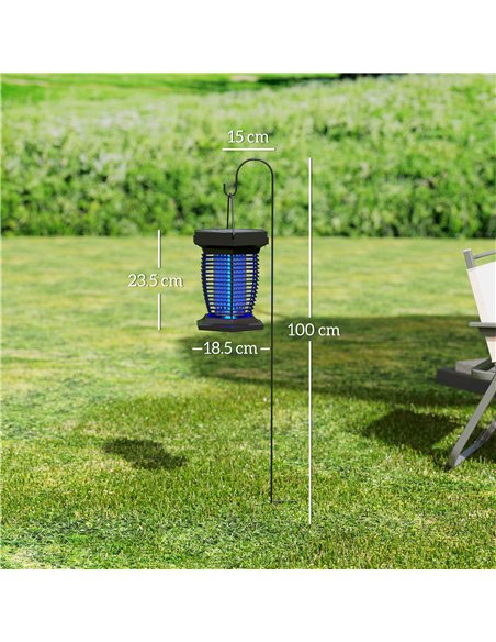 Outsunny 2-in-1 Electric Fly Zapper with UVA Light, Hanging Garden Lantern, Solar and USB-DC Rechargeable Insect Mosquito Bug Za - pic 156977 | FastDaddyshop