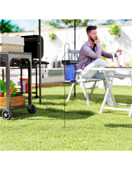 Outsunny 2-in-1 Electric Fly Zapper with UVA Light, Hanging Garden Lantern, Solar and USB-DC Rechargeable Insect Mosquito Bug Za - pic 156981 | FastDaddyshop