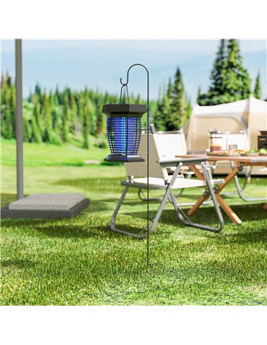 Outsunny 2-in-1 Electric Fly Zapper with UVA Light, Hanging Garden Lantern, Solar and USB-DC Rechargeable Insect Mosquito Bug Za