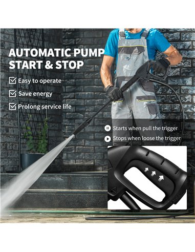 Outsunny 1800W High Pressure Washer, 150 Bar Pressure, 420 L/h Flow, Portable Power Washer Jet Wash Cleaner with Adjustable Nozz