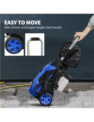 Outsunny 1800W High Pressure Washer, 150 Bar Pressure, 420 L/h Flow, Portable Power Washer Jet Wash Cleaner with Adjustable Nozz
