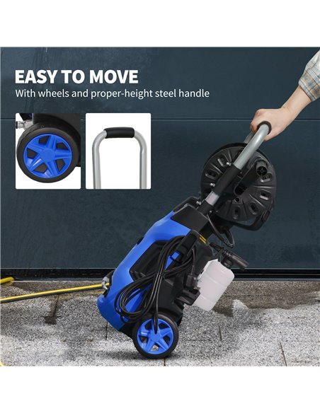 Outsunny 1800W High Pressure Washer, 150 Bar Pressure, 420 L/h Flow, Portable Power Washer Jet Wash Cleaner with Adjustable Nozz - pic 156991 | FastDaddyshop