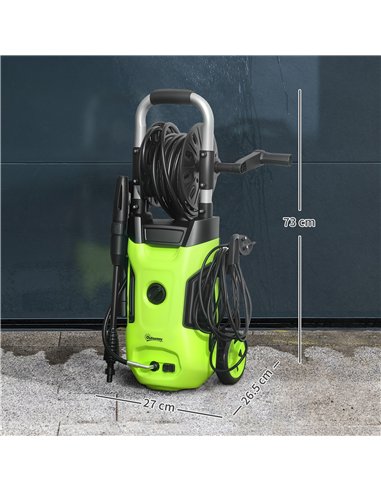 Outsunny 1800W High Pressure Washer, 150 Bar Pressure, 420 L/h Flow, Portable Power Washer Jet Wash Cleaner with Adjustable Nozz