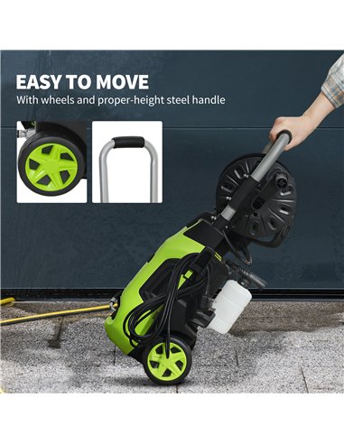 Outsunny 1800W High Pressure Washer, 150 Bar Pressure, 420 L/h Flow, Portable Power Washer Jet Wash Cleaner with Adjustable Nozz