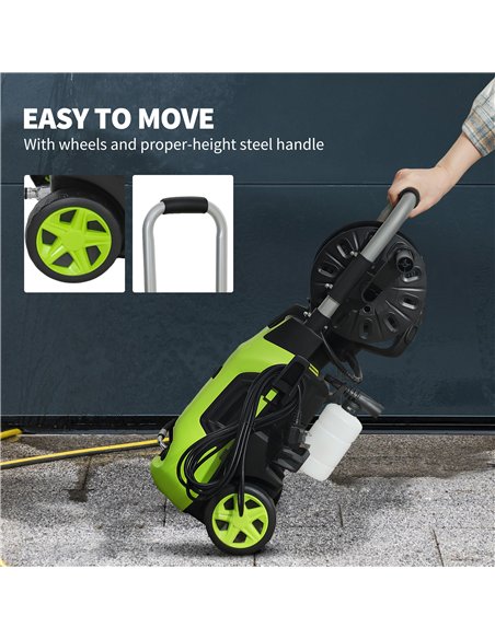 Outsunny 1800W High Pressure Washer, 150 Bar Pressure, 420 L/h Flow, Portable Power Washer Jet Wash Cleaner with Adjustable Nozz - pic 157000 | FastDaddyshop
