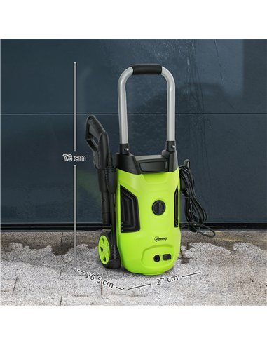 Outsunny 1800W High Pressure Washer, 150 Bar Pressure, 420 L/h Flow, Portable Electric Power Washer Jet Wash Cleaner with Adjust