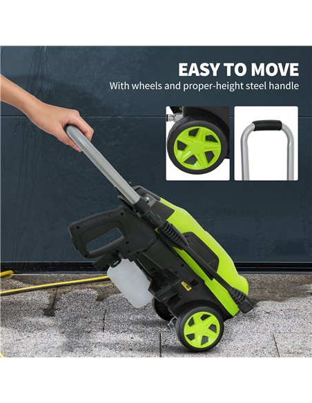 Outsunny 1800W High Pressure Washer, 150 Bar Pressure, 420 L/h Flow, Portable Electric Power Washer Jet Wash Cleaner with Adjust - pic 157009 | FastDaddyshop