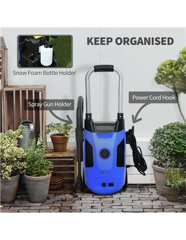 Outsunny 1800W High Pressure Washer, 150 Bar Pressure, 420 L/h Flow, Portable Power Washer Jet Wash Cleaner with Adjustable Nozz