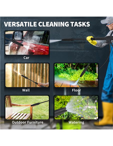 Outsunny 1800W High Pressure Washer, 150 Bar Pressure, 420 L/h Flow, Portable Power Washer Jet Wash Cleaner with Adjustable Nozz - pic 157019 | FastDaddyshop