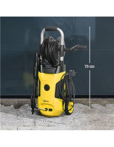 Outsunny 1800W High Pressure Washer, 150 Bar Pressure, 420 L/h Flow, Portable Power Washer Jet Wash Cleaner with Adjustable Nozz