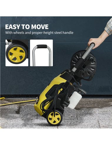 Outsunny 1800W High Pressure Washer, 150 Bar Pressure, 420 L/h Flow, Portable Power Washer Jet Wash Cleaner with Adjustable Nozz