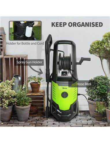 Outsunny 2200W High Pressure Washer, 170 Bar Pressure, 420 L/h Flow, Portable Electric Power Washer Jet Wash Cleaner with Adjust